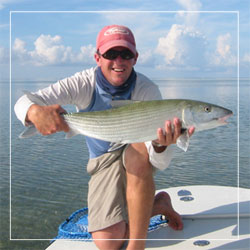 Captain Drew holds a huge Islamorada bonefish